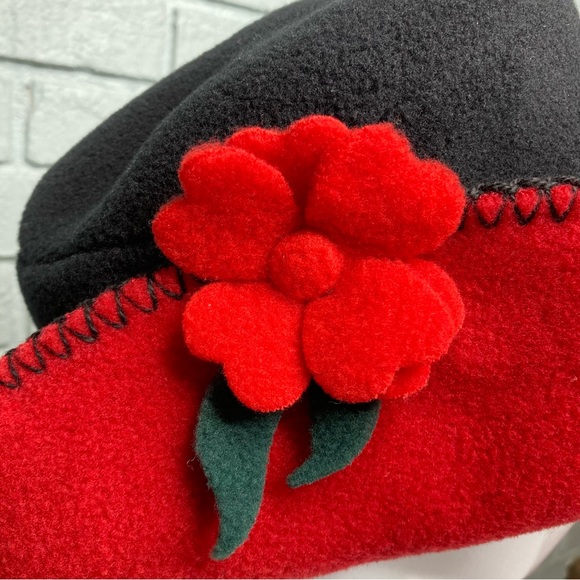 Marama Vintage Red And Black Felt Floppy Hat - Picture 7 of 14